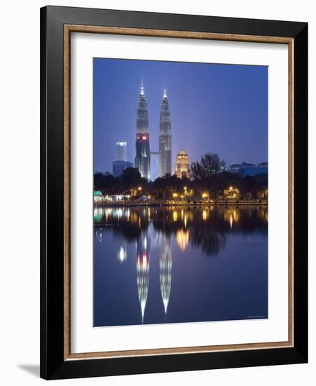 Petronas Twin Towers and Lake, Titiwangsa Park, Kuala Lumpur, Malaysia-Demetrio Carrasco-Framed Photographic Print