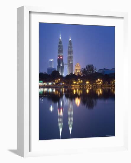 Petronas Twin Towers and Lake, Titiwangsa Park, Kuala Lumpur, Malaysia-Demetrio Carrasco-Framed Photographic Print