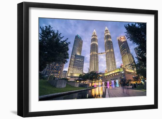 Petronas Twin Towers at night, Kuala Lumpur, Malaysia, Southeast Asia, Asia-Matthew Williams-Ellis-Framed Photographic Print