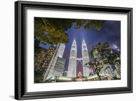 Petronas Twin Towers at night, Kuala Lumpur, Malaysia, Southeast Asia, Asia-Matthew Williams-Ellis-Framed Photographic Print