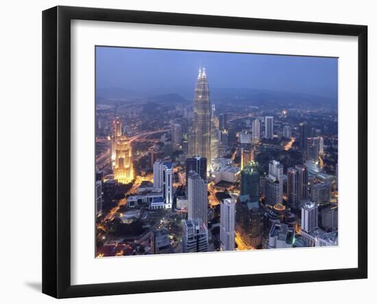 Petronas Twin Towers from Kl Tower, Kuala Lumpur, Malaysia-Demetrio Carrasco-Framed Photographic Print