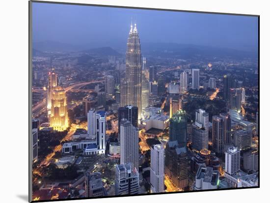 Petronas Twin Towers from Kl Tower, Kuala Lumpur, Malaysia-Demetrio Carrasco-Mounted Photographic Print