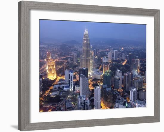 Petronas Twin Towers from Kl Tower, Kuala Lumpur, Malaysia-Demetrio Carrasco-Framed Photographic Print