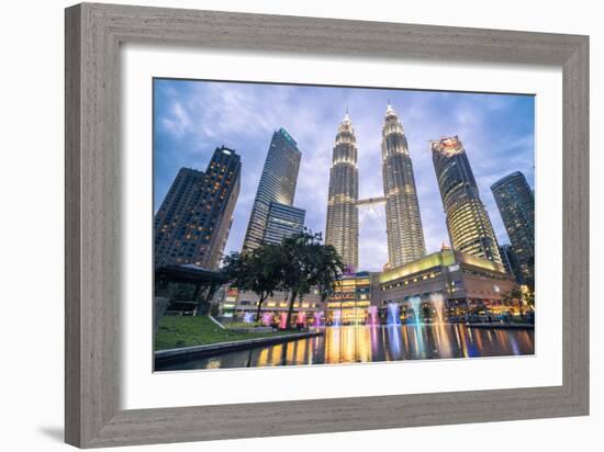 Petronas Twin Towers light display at night, Kuala Lumpur, Malaysia, Southeast Asia, Asia-Matthew Williams-Ellis-Framed Photographic Print