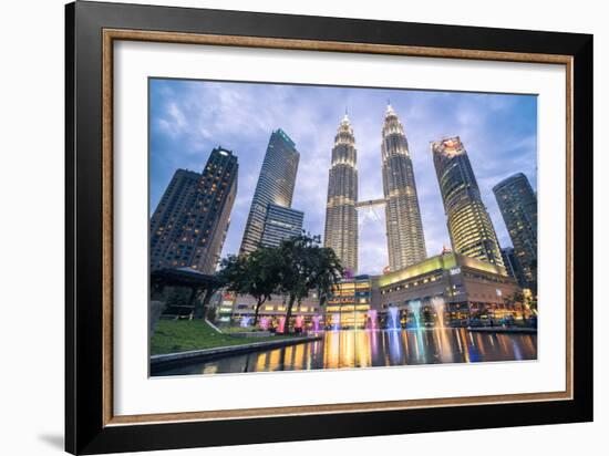 Petronas Twin Towers light display at night, Kuala Lumpur, Malaysia, Southeast Asia, Asia-Matthew Williams-Ellis-Framed Photographic Print