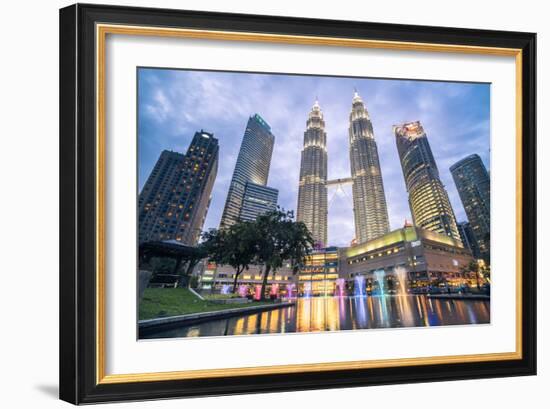 Petronas Twin Towers light display at night, Kuala Lumpur, Malaysia, Southeast Asia, Asia-Matthew Williams-Ellis-Framed Photographic Print