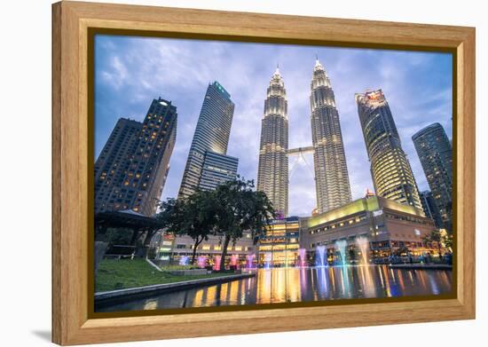 Petronas Twin Towers light display at night, Kuala Lumpur, Malaysia, Southeast Asia, Asia-Matthew Williams-Ellis-Framed Premier Image Canvas