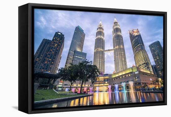 Petronas Twin Towers light display at night, Kuala Lumpur, Malaysia, Southeast Asia, Asia-Matthew Williams-Ellis-Framed Premier Image Canvas