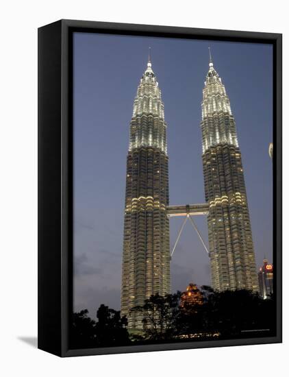 Petronas Twin Towers, One of Tallest Buildings in World, at Twilight, Kuala Lumpur, Malaysia-Richard Nebesky-Framed Premier Image Canvas