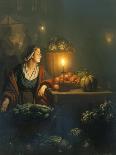 A Candlelit Interior with a Lady Seated at a Table, 1865-Petrus van Schendel-Framed Giclee Print