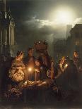 The Poultry Stall in Antwerp at Night-Petrus Van Schendel-Framed Premier Image Canvas