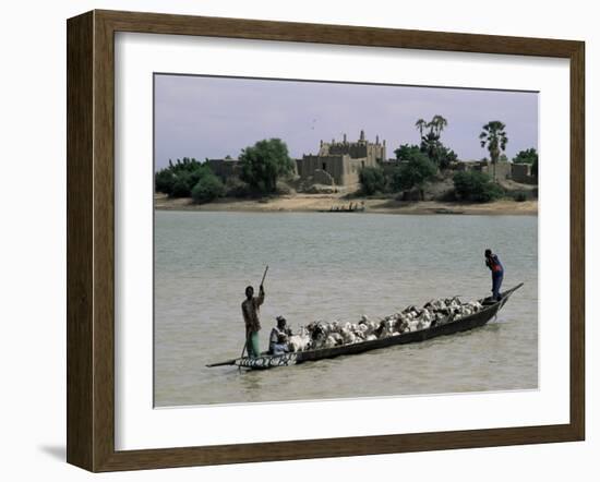 Peul Herder and Cattle Crossing the River Bani During Transhumance, Sofara, Mali, Africa-Bruno Morandi-Framed Photographic Print