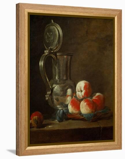 Pewter Pot with Plate of Peaches, Prunes and Nut, Around 1728-Jean-Baptiste Simeon Chardin-Framed Premier Image Canvas