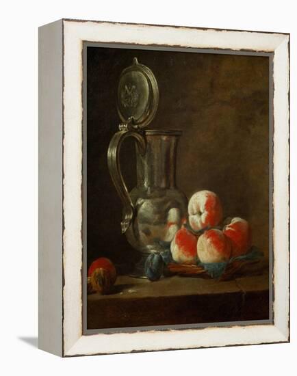 Pewter Pot with Plate of Peaches, Prunes and Nut, Around 1728-Jean-Baptiste Simeon Chardin-Framed Premier Image Canvas