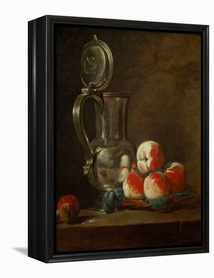 Pewter Pot with Plate of Peaches, Prunes and Nut, Around 1728-Jean-Baptiste Simeon Chardin-Framed Premier Image Canvas