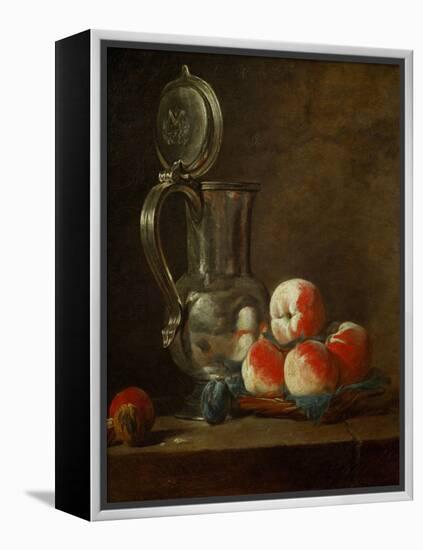 Pewter Pot with Plate of Peaches, Prunes and Nut, Around 1728-Jean-Baptiste Simeon Chardin-Framed Premier Image Canvas