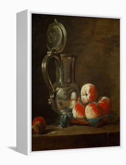 Pewter Pot with Plate of Peaches, Prunes and Nut, Around 1728-Jean-Baptiste Simeon Chardin-Framed Premier Image Canvas