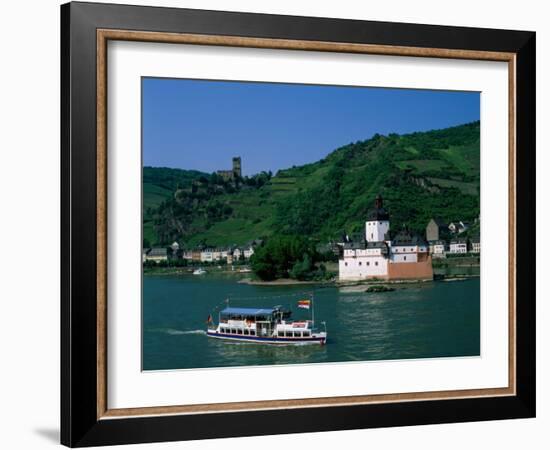 Pfalz Castle and Rhine River, Kaub, Rhineland, Rhine Valley, Germany-Steve Vidler-Framed Photographic Print