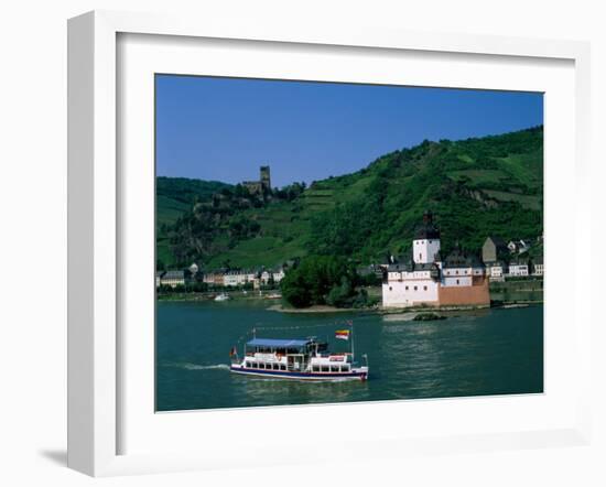 Pfalz Castle and Rhine River, Kaub, Rhineland, Rhine Valley, Germany-Steve Vidler-Framed Photographic Print