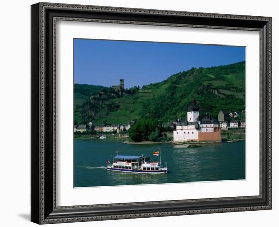 Pfalz Castle and Rhine River, Kaub, Rhineland, Rhine Valley, Germany-Steve Vidler-Framed Photographic Print