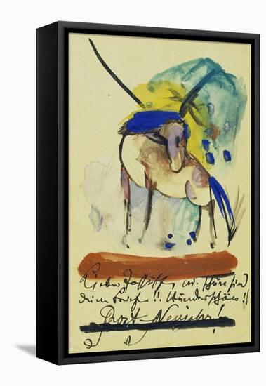 Pferd, 1913. Auf Postkarte an Else Lasker-Schueler-Franz Marc-Framed Premier Image Canvas