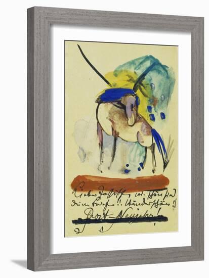 Pferd, 1913. Auf Postkarte an Else Lasker-Schueler-Franz Marc-Framed Giclee Print