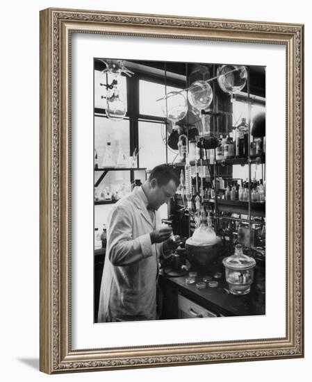 Ph.D. Dr. Aaron Bendich in Laboratory Study-null-Framed Photographic Print