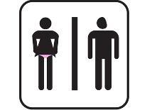 Unisex Bathroom Sign, Humorous-Phaeded-Stretched Canvas