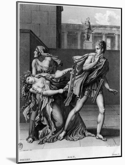 Phaedra, Oenone and Hippolytus, Illustration from Act II Scene 5 of "Phedre" by Jean Racine 1824-Anne-Louis Girodet de Roussy-Trioson-Mounted Giclee Print