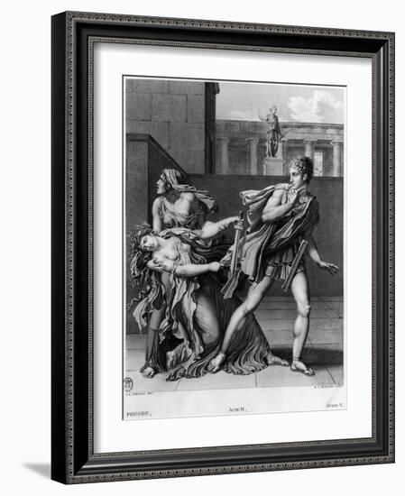 Phaedra, Oenone and Hippolytus, Illustration from Act II Scene 5 of "Phedre" by Jean Racine 1824-Anne-Louis Girodet de Roussy-Trioson-Framed Giclee Print