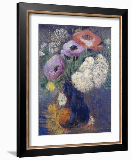 Phantasieblumen Und Anemonen-Odilon Redon-Framed Giclee Print