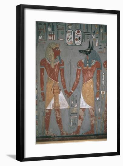 Pharaoh and Anpu Holding Hands-null-Framed Giclee Print