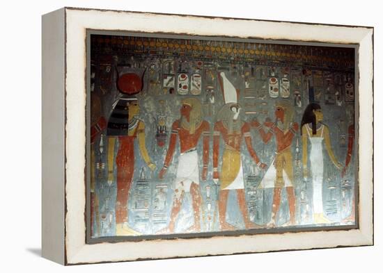 Pharaoh Horemheb with the Goddess Isis and the God Horus, Ancient Egyptian, 14th Century Bc-null-Framed Premier Image Canvas