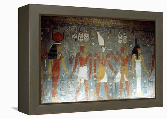 Pharaoh Horemheb with the Goddess Isis and the God Horus, Ancient Egyptian, 14th Century Bc-null-Framed Premier Image Canvas