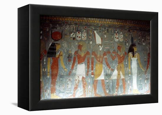 Pharaoh Horemheb with the Goddess Isis and the God Horus, Ancient Egyptian, 14th Century Bc-null-Framed Premier Image Canvas