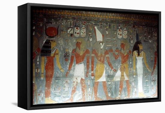 Pharaoh Horemheb with the Goddess Isis and the God Horus, Ancient Egyptian, 14th Century Bc-null-Framed Premier Image Canvas