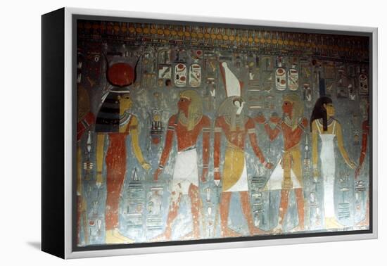 Pharaoh Horemheb with the Goddess Isis and the God Horus, Ancient Egyptian, 14th Century Bc-null-Framed Premier Image Canvas