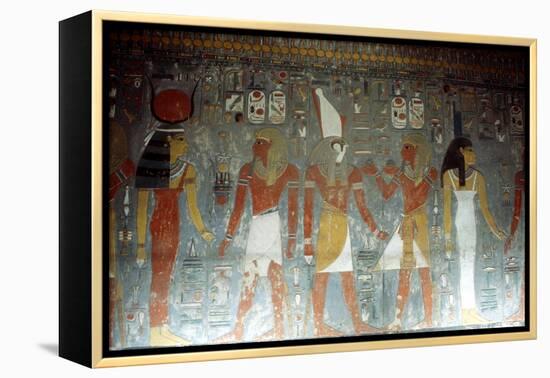 Pharaoh Horemheb with the Goddess Isis and the God Horus, Ancient Egyptian, 14th Century Bc-null-Framed Premier Image Canvas