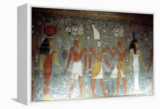 Pharaoh Horemheb with the Goddess Isis and the God Horus, Ancient Egyptian, 14th Century Bc-null-Framed Premier Image Canvas