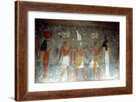 Pharaoh Horemheb with the Goddess Isis and the God Horus, Ancient Egyptian, 14th Century Bc-null-Framed Photographic Print