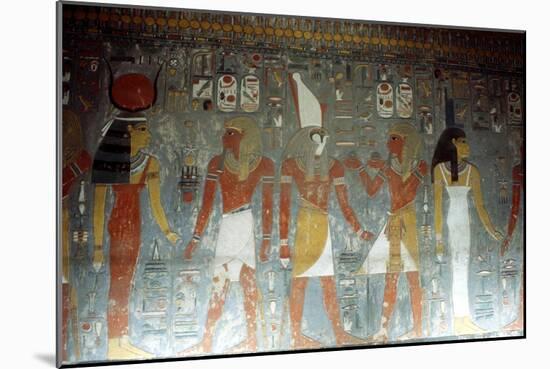 Pharaoh Horemheb with the Goddess Isis and the God Horus, Ancient Egyptian, 14th Century Bc-null-Mounted Photographic Print