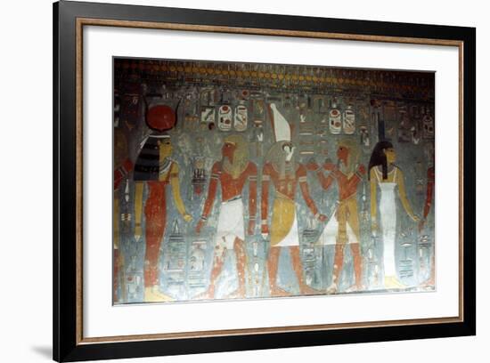 Pharaoh Horemheb with the Goddess Isis and the God Horus, Ancient Egyptian, 14th Century Bc-null-Framed Photographic Print