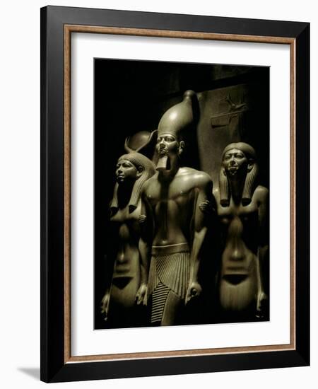 Pharaoh Menkaure with Two Goddesses, Egyptian Museum, Cairo, Egypt-Kenneth Garrett-Framed Photographic Print