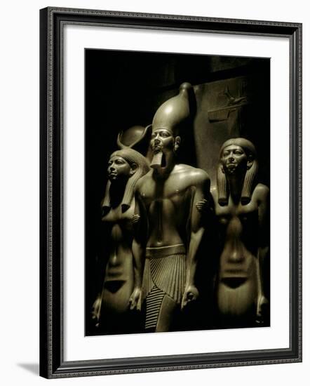 Pharaoh Menkaure with Two Goddesses, Egyptian Museum, Cairo, Egypt-Kenneth Garrett-Framed Photographic Print