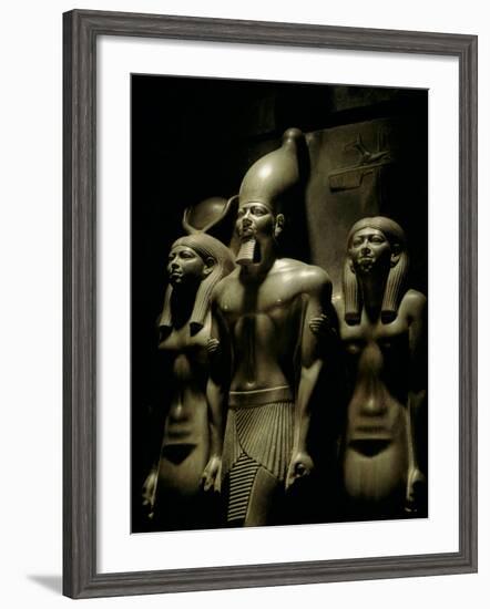 Pharaoh Menkaure with Two Goddesses, Egyptian Museum, Cairo, Egypt-Kenneth Garrett-Framed Photographic Print