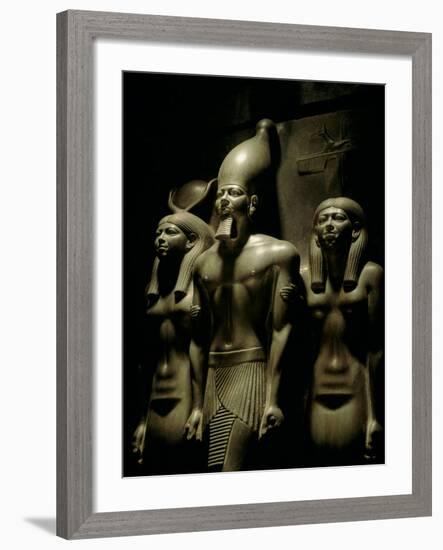 Pharaoh Menkaure with Two Goddesses, Egyptian Museum, Cairo, Egypt-Kenneth Garrett-Framed Photographic Print