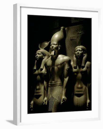 Pharaoh Menkaure with Two Goddesses, Egyptian Museum, Cairo, Egypt-Kenneth Garrett-Framed Photographic Print