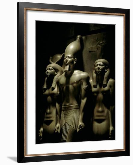 Pharaoh Menkaure with Two Goddesses, Egyptian Museum, Cairo, Egypt-Kenneth Garrett-Framed Photographic Print