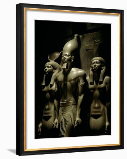 Pharaoh Menkaure with Two Goddesses, Egyptian Museum, Cairo, Egypt-Kenneth Garrett-Framed Photographic Print