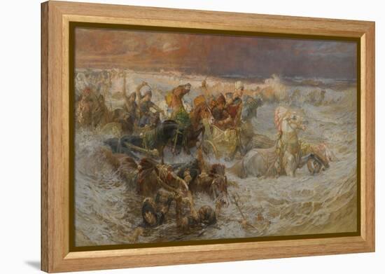 Pharaoh's Army Engulfed by the Red Sea-Frederick Arthur Bridgman-Framed Premier Image Canvas